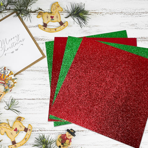 YINUOYOUJIA 12" x 12" 300 GSM Glitter Green Cardstock - 12 Sheets Glitter Paper - Perfect for DIY Projects, Scrapbooking, Crafts, Decorations, Wed...