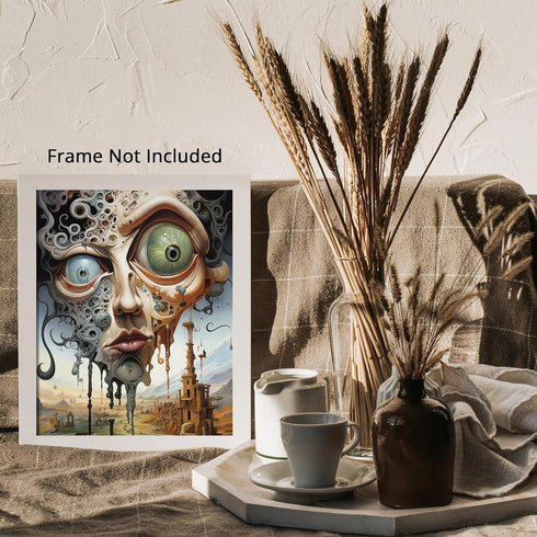 Posterizer 1 pcs-sci-fi flying alien head in bleak world-Abstract & Modern Art-Fantasy & Fiction Art-Gift for Art Lovers-Decor for Home & Office- ...
