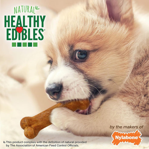 Nylabone Healthy Edibles Natural Puppy Chews Long Lasting Turkey & Sweet Potato Flavor Treats for Dogs, X-Small/Petite (16 Count)...