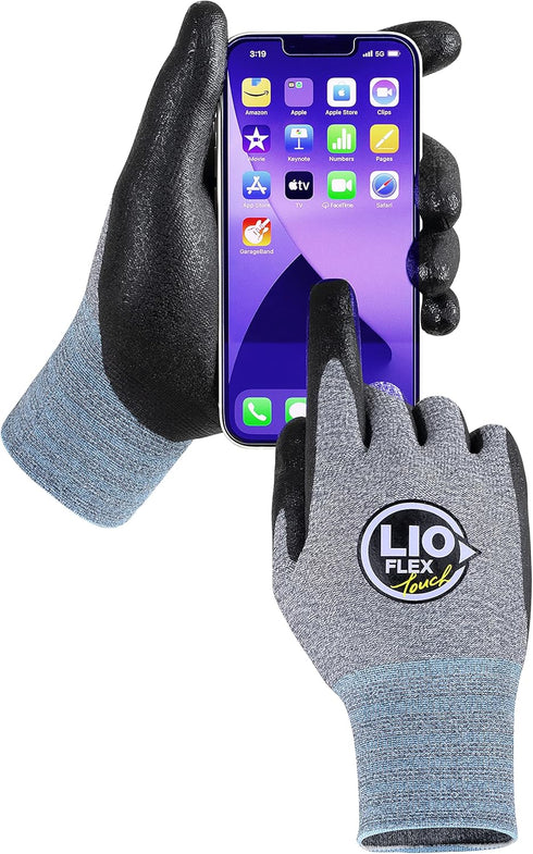 Nitrile Safety Work Gloves - 1 Pair, Work Gloves with Grip for Men and Women, Lightweight Touchscreen Utility Working Gloves for Warehouse, Contru...