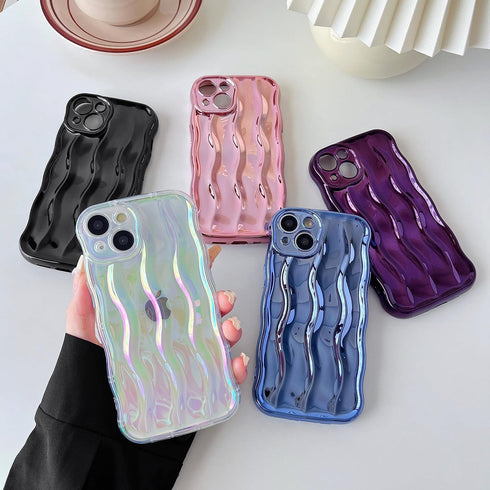 Caseative for iPhone 11 Case,Water Ripple Pattern Curly Wave Frame Soft Compatible with iPhone Case (Light Pink,iPhone 11)...