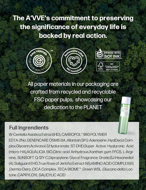 The A’VVE Derma Teca Biome Toner | Korean Skin Care Toner for Face w/Centella Asiatica | Vegan Exfoliating Toner | Hydrating Toner for Dry Sensiti...