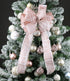 Rose Gold Christmas Ribbon Wired 2.5" Pink Christmas Tree Ribbon Garland Rose Gold Glitter Wired Ribbon for Crafts, Wreaths, Topper Bows, Gift Wra...