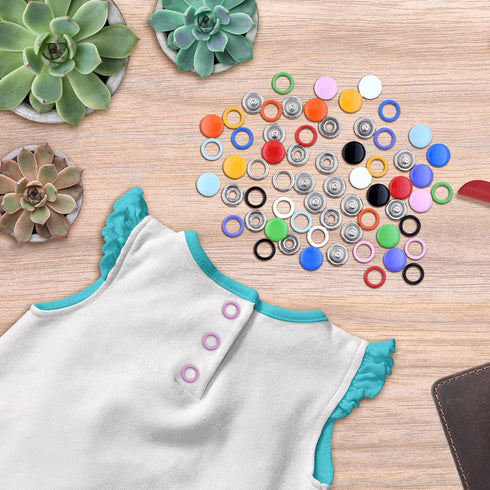 Mandala Crafts Metal Snap Button Kit - Snap on Buttons & Snap Fastener Tool - 9.5mm Colorful Metal Snaps Buttons Snap Closures Sewing Snaps for Cl...