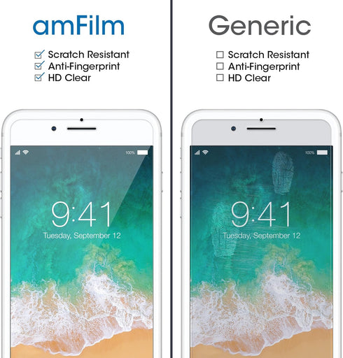amFilm Screen Protector for Apple iPhone 8 Plus, 7 Plus, 6S Plus, 6 Plus, Tempered Glass, 2 Pack......