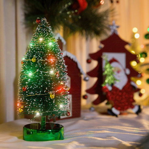 Varmax Mini Christmas Tree with Lights Prelit Christmas Tree Tabletop Tree Bottle Brush Trees 9.4‘’, Green...