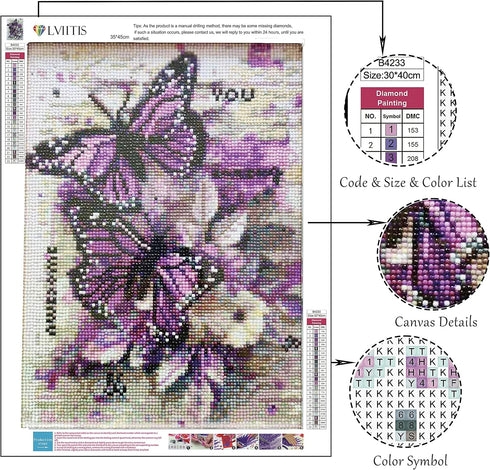 LVIITIS 5D Diamond Painting Butterfly Kits for Adults Full Drill,Diamond Arts Dots Kits for Adults Christmas Paint with Diamonds Gem,Pictures Arts...