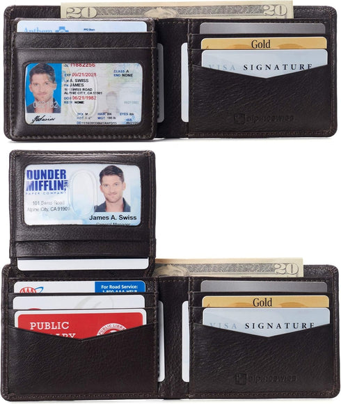 Alpine Swiss Connor Executive Bifold Wallet | Business Passcase for Men | Premium Leather | Dual ID Windows | RFID Blocking | Gift Box Included So...