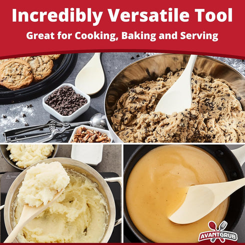 Pro Grade, Super Comfy Wooden Spoon, 3 Pc Set. Heavy Duty, Wood Spoons with Long Handles for Cooking, Baking, Stirring and Mixing in Restaurants o...