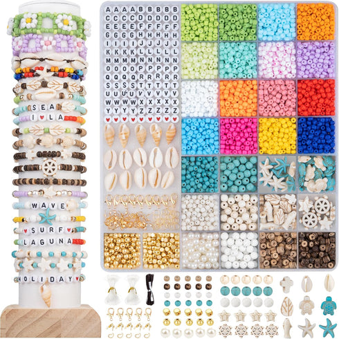DoDoBeads Beach Beads Kit - Summer Bracelet Making Kit- 6000 Pcs 4mm Glass Seed Beads for Bracelets, Friendship Bracelet Making Kit, Jewelry Makin...