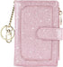 Womens Wallets RFID Small Compact Bifold Leather Card Holder Zip Pocket Keychain...