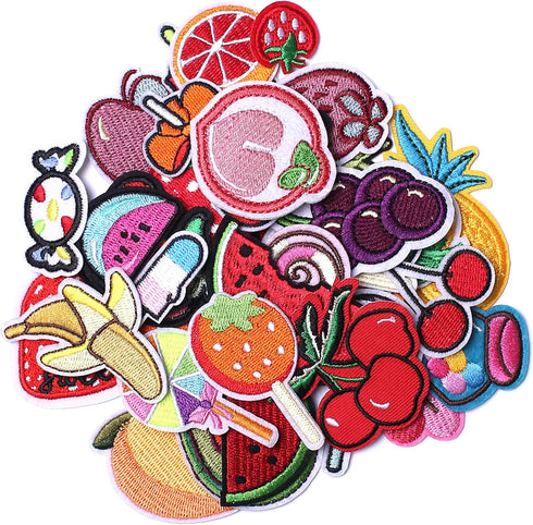 Embroidered Fruit Patches, Cute Fruit Iron on/Sew on Patches Applique for Clothes, Dress, Hat, Jeans, DIY Accessories (Pack of 40)...