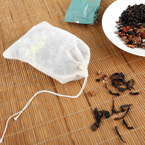 24 PCS Reusable Tea Bags, 5.9x3.9in Fabric Drawstring Pho Soup Bags, Muslin Empty Spice Bags for Cooking, Straining Filter Cheesecloth Sachet Bags...