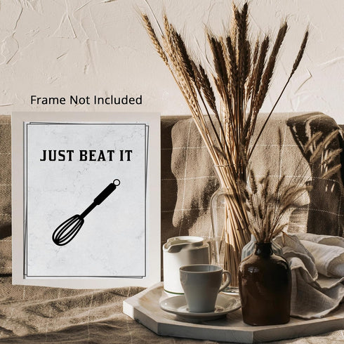 Posterizer 1 pcs-Kitchen Print-Funny Quotes-just beat it-Kitchen & Bar Art-Comedy Art-Art Poster Print for Home, Office, Store, Bar- unframed wall...