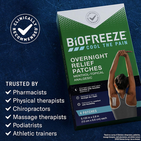 Biofreeze Overnight Pain Relief Patches, Arthritis Pain Reliever, Knee & Lower Back Pain Relief Patch, Sore Muscle Relief, Neck Pain Relief, 4 Bio...