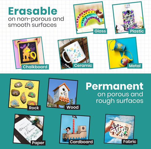 Chalkola Chalk Markers for Blackboard, Chalkboard, Window, Bistro, Car Glass, Board, Wall Calendar (10 Pack, 6mm Reversible Tip) - Wet Wipe Erasab...