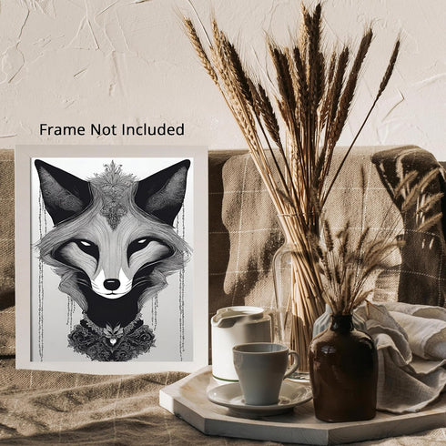 Posterizer 1 pcs- gothic themed sly little fox-Gothic Art-Art for Animal Lovers- Living Room Bedroom Decor- unframed wall art...