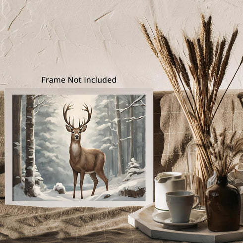Posterizer 1 pcs- A deer in a beautiful jungle in winter-Art for Animal Lovers-Landscape & Nature Art- Gift for Men Women Entrepreneur Teens-Livin...