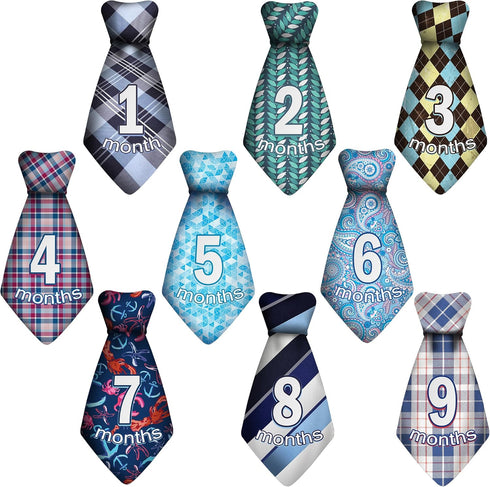 Baby Monthly and Holiday Milestone Sticker Ties by TurtleSurfers, A Stylish Baby Month Stickers Set for Baby Boys | 20 Different Designs Including...