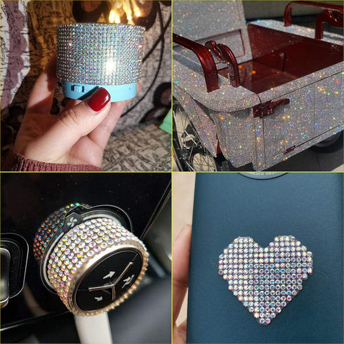 Locacrystal Bling Rhinestone Sticker DIY Car Decoration Stickers Self-Adhesive Hotfix Glitter Crystal Gem Sheet Sticker for Car&Craft Decoration w...