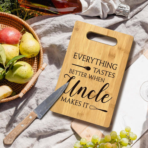 Uncle Gifts, Gifts For Uncle, Everything Tastes Better When Uncle Makes It Aunt Uncle Gift Bamboo Cutting Board Kitchen Decor, Uncle Gifts For Unc...