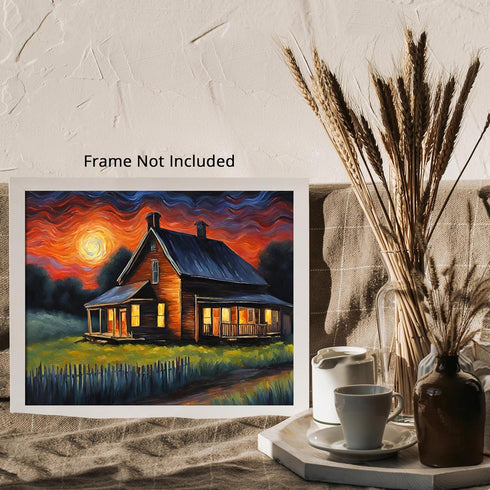 Posterizer 1 pcs- quaint old village-building in the nature 15-Landscape & Nature Art-Floral Botanical Art- Decor for Home & Office- unframed wall...