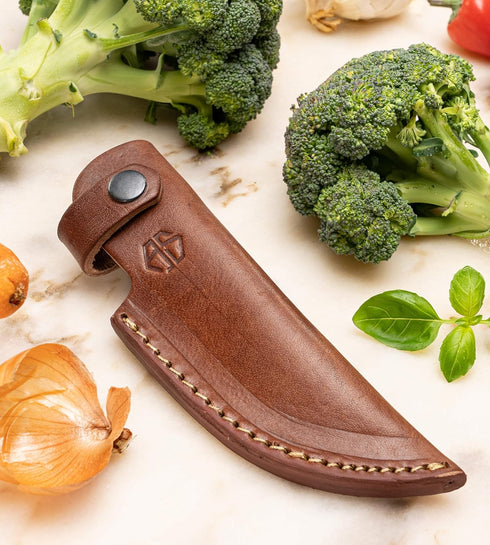 Premium knife sheath with belt clip – handmade knife holster made of genuine buffalo leather – knife leather pouch for hunting & kitchen – Tommy b...