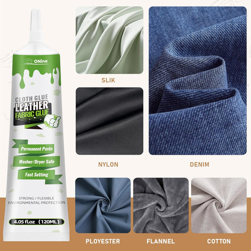 ONine 120ml Fabric Glue, Cotton, Linen, Denim, Polyester, Doll Repair with Permanent Transparent Fabric Glue, Washable Garment Glue, 24 Hours Dry ...