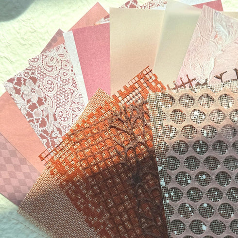 Aromoty 15 sheets Handmade Scrapbook Paper Craft Mesh Fabric Scrapbooking Supplies Paper Aesthetic Morandi Textured Special Paper Mix for Junk Jou...