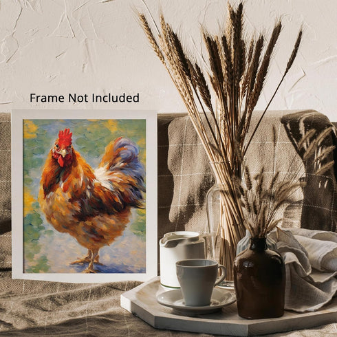 Posterizer 1 pcs- Beautiful hen oil painting style-Art for Animal Lovers- Gift for Men Women Entrepreneur Teens-Living Room Bedroom Decor- unframe...