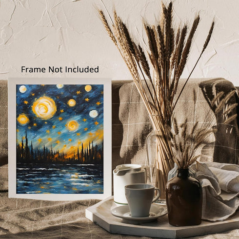 Posterizer 1 pcs- starry night inspired landscapes-nature-oil painting style 1-Landscape & Nature Art-Floral Botanical Art- Decor for Home & Offic...