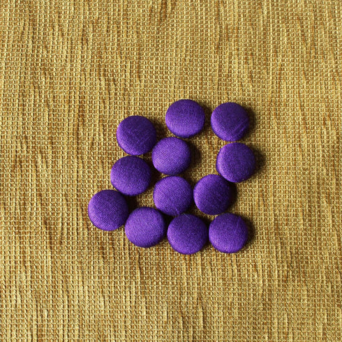 Round Handmade Buttons 12 Purple Button Dupion Fabric Covered for Sewing Scrapbooking Clothes Craft...