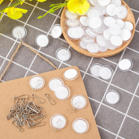 60 Pack Self-Adhesive Ceiling Hooks for Hanging,Damage-Free No-Drill Ceiling Discs, Removable Transparent Wall Hanger for Festival Wedding Birthda...