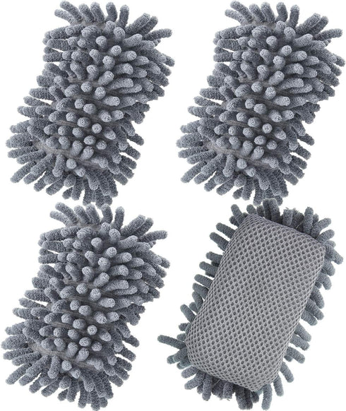 Zonon 4 Pieces Dry Erase Eraser Microfiber Shag Washable Whiteboard Eraser for Markers, Chalk, Classroom, Home and Office(Gray)...