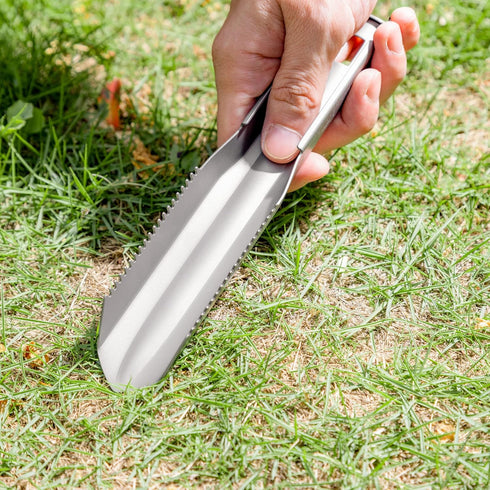 Navaris Ultralight Titanium Backpacking Shovel - Lightweight Camping Trowel Multitool with Ruler Lines - Includes Protective Sleeve...