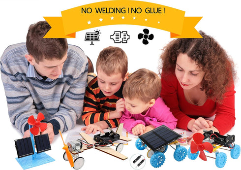 4 in 1 Solar Power & Electric Motor STEM Kits,Science Experiment Projects for Kids Beginners,Electronic Assembly Solar Powered Toy Kit,DIY Educati...