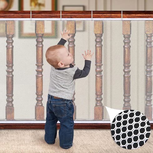 Banister Guard 10 ft L x 2.6 ft H, Deck Safety Net for Baby Proofing, Balcony Mesh Netting, Stairway Deck Rail Mesh Netting for Child Safety, Pet ...