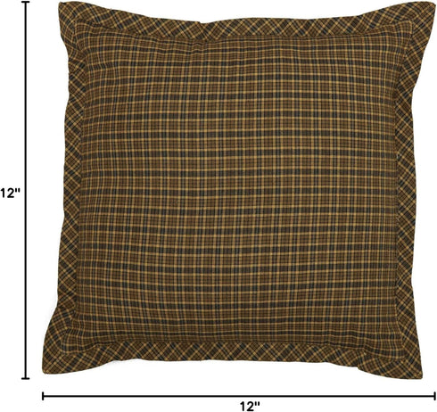 Tea Cabin Rustic 12"x12" Patchwork Pillow Green Thanksgiving Cotton Square Bedroom Decor...