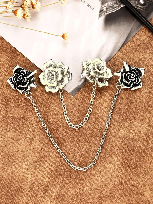 Gejoy 2 Pieces Rose Sweater Shawl Clips Cardigan Flowers Collar Dresses Clip with Chain for Women Girls (style Set 2)...