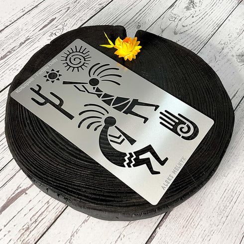 Aleks Melnyk No.434 Metal Stencil, Kokopelli Fertility Deity, Petroglyph Designs, Small Stencil, 1 PC, Template for Wood Burning, Engraving, Craft...