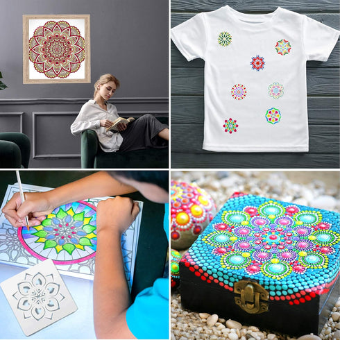 Mandala Dotting Tools,Augshy 58PCS Dot Painting Tools Set Rock Painting Supplies with a Blue Zipper Waterproof Storage Bag for Painting Rocks...