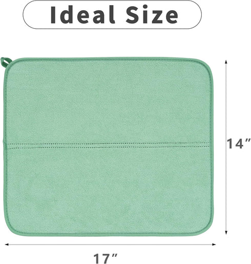 FRESHMNIT Dish Drying Mat for Kitchen Counter, 2 Pack Microfiber Absorbent Dish Drying Mats, 14" x 17" Dish Drying Pad, Dishes Drainer Mat for Cou...