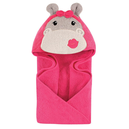Hudson Baby Unisex Baby Cotton Animal Face Hooded Towel, Pink Hippo, One Size...