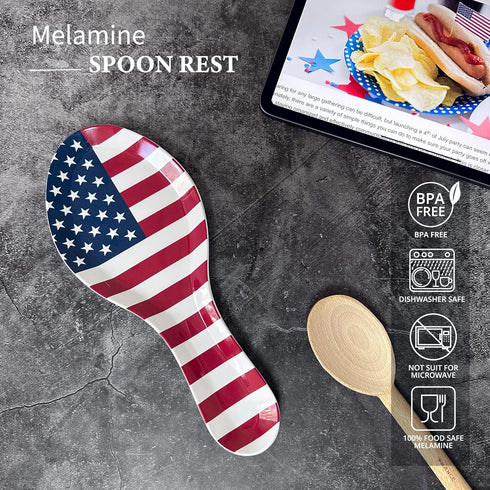 UPware Melamine Spoon Rest Spoon Holder Kitchen Utensil Holders 9.625 Inch for Kitchen Counter Dining Table (American Flag)...