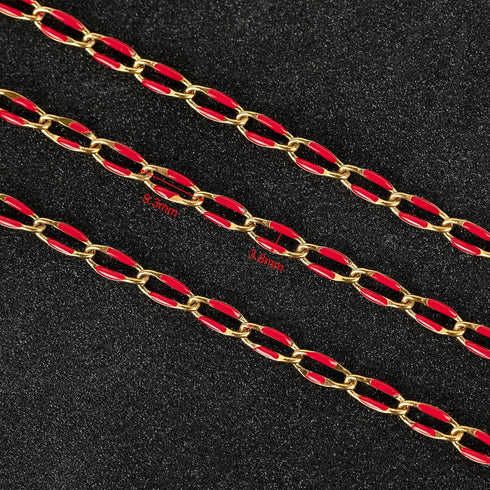 UMAOKANG Stainless Steel Chain for Jewelry Making Dainty Gold Plated Chain Necklace for Women Red Enamel Jewelry Chain with Jump Rings and Lobster...