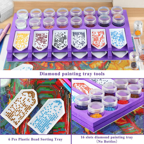 Diamond Painting Accessories Tray Organizer, Art Painting Beads Sorting Storage containers, Diamond Art Tools Kits for Glitter Rhinestones/5D Diam...