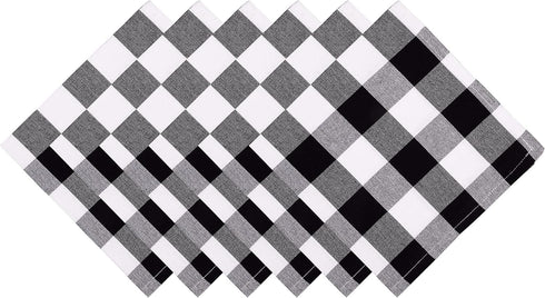 Yourtablecloth Buffalo Plaid 100% Cotton Cloth Checkered Dinner Table Napkins – Vibrant Colors – Soft & Super Absorbent Napkins 20 x 20 Set of 6 B...