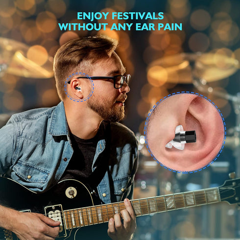 High Fidelity Earplugs - Comfortable, Reusable Silicone Ear Plugs with Cord for Snoring, Shooting Range, Concerts, Travel. 30db Noise Canceling Pr...