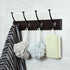 SONGMICS Wooden Wall Mounted Coat Rack 16 Inch Rail with 4 Metal Hooks for Entryway Bathroom Closet Room Dark Brown...