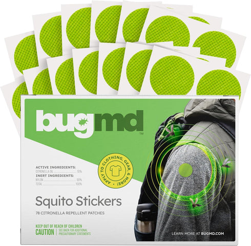 BugMD Squito Stickers Mosquito Repellent Patch Stickers for Adults (78 Stickers), Safe & Effective Insect Repellent Patches for Toddlers, Kids, Ca...